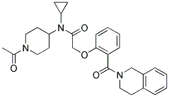 N-(1-ACETYLPIPERIDIN-4-YL)-N-CYCLOPROPYL-2-[2-[(1,2,3,4-TETRAHYDROISOQUINOLIN-2-YL)CARBONYL]PHENOXY]ACETAMIDE Struktur