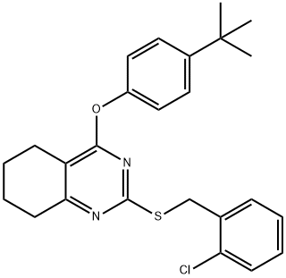 4-(TERT-BUTYL)PHENYL 2-[(2-CHLOROBENZYL)SULFANYL]-5,6,7,8-TETRAHYDRO-4-QUINAZOLINYL ETHER Struktur