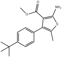 2-AMINO-4-(4-TERT-BUTYL-PHENYL)-5-METHYL-THIOPHENE-3-CARBOXYLIC ACID METHYL ESTER Struktur