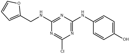 4-(4-CHLORO-6-[(FURAN-2-YLMETHYL)-AMINO]-[1,3,5]TRIAZIN-2-YLAMINO)-PHENOL Struktur