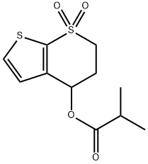 1,1-DIOXO-1,2,3,4-TETRAHYDRO-1LAMBDA6-THIENO[2,3-B]THIOPYRAN-4-YL 2-METHYLPROPANOATE Struktur