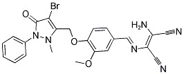 (1-AMINO-2-AZA-3-(4-((4-BROMO-2-METHYL-5-OXO-1-PHENYL(3-PYRAZOLIN-3-YL))METHOXY)-3-METHOXYPHENYL)PROP-2-ENYLIDENE)METHANE-1,1-DICARBONITRILE Struktur