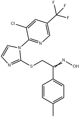 2-((1-[3-CHLORO-5-(TRIFLUOROMETHYL)-2-PYRIDINYL]-1H-IMIDAZOL-2-YL)SULFANYL)-1-(4-METHYLPHENYL)-1-ETHANONE OXIME Struktur