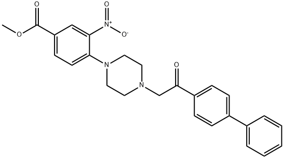 METHYL 4-[4-(2-[1,1'-BIPHENYL]-4-YL-2-OXOETHYL)PIPERAZINO]-3-NITROBENZENECARBOXYLATE Struktur