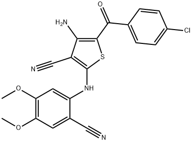 4-AMINO-5-(4-CHLOROBENZOYL)-2-(2-CYANO-4,5-DIMETHOXYANILINO)-3-THIOPHENECARBONITRILE Struktur