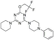 2-(4-PHENYLPIPERAZIN-1-YL)-4-(PIPERIDIN-1-YL)-6-(2,2,2-TRIFLUOROETHOXY)-1,3,5-TRIAZINE Struktur