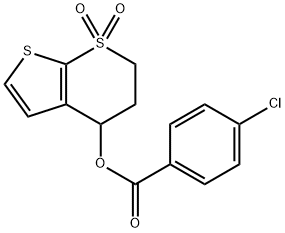 1,1-DIOXO-1,2,3,4-TETRAHYDRO-1LAMBDA6-THIENO[2,3-B]THIOPYRAN-4-YL 4-CHLOROBENZENECARBOXYLATE Struktur