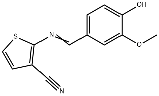 2-([(E)-(4-HYDROXY-3-METHOXYPHENYL)METHYLIDENE]AMINO)-3-THIOPHENECARBONITRILE Struktur