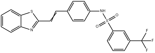 N-(4-[(E)-2-(1,3-BENZOTHIAZOL-2-YL)ETHENYL]PHENYL)-3-(TRIFLUOROMETHYL)BENZENESULFONAMIDE Struktur