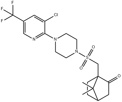 1-(((4-(3-CHLORO-5-(TRIFLUOROMETHYL)(2-PYRIDYL))PIPERAZINYL)SULFONYL)METHYL)-7,7-DIMETHYLBICYCLO[2.2.1]HEPTAN-2-ONE Struktur