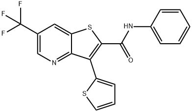 N-PHENYL-3-(2-THIENYL)-6-(TRIFLUOROMETHYL)THIENO[3,2-B]PYRIDINE-2-CARBOXAMIDE Struktur