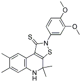 2-(3,4-DIMETHOXYPHENYL)-4,4,7,8-TETRAMETHYL-4,5-DIHYDROISOTHIAZOLO[5,4-C]QUINOLINE-1(2H)-THIONE Struktur