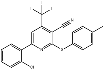 6-(2-CHLOROPHENYL)-2-[(4-METHYLPHENYL)SULFANYL]-4-(TRIFLUOROMETHYL)NICOTINONITRILE Struktur