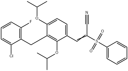 (E)-3-[3-(2-CHLORO-6-FLUOROBENZYL)-2,4-DIISOPROPOXYPHENYL]-2-(PHENYLSULFONYL)-2-PROPENENITRILE Struktur