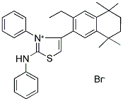 2-ANILINO-4-(3-ETHYL-5,5,8,8-TETRAMETHYL-5,6,7,8-TETRAHYDRONAPHTHALEN-2-YL)-3-PHENYL-1,3-THIAZOL-3-IUM BROMIDE Struktur