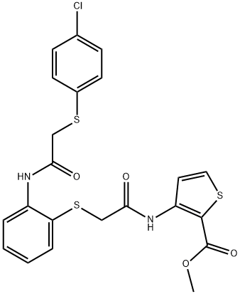 METHYL 3-[(2-([2-((2-[(4-CHLOROPHENYL)SULFANYL]ACETYL)AMINO)PHENYL]SULFANYL)ACETYL)AMINO]-2-THIOPHENECARBOXYLATE Struktur