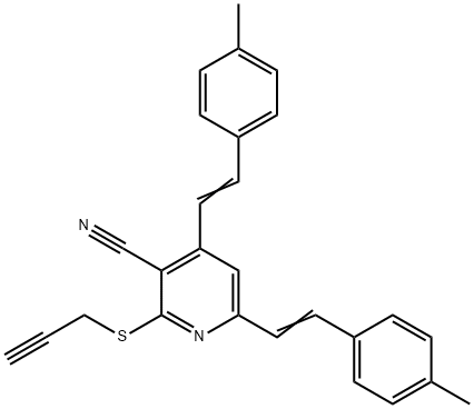 4,6-BIS(4-METHYLSTYRYL)-2-(2-PROPYNYLSULFANYL)NICOTINONITRILE Struktur