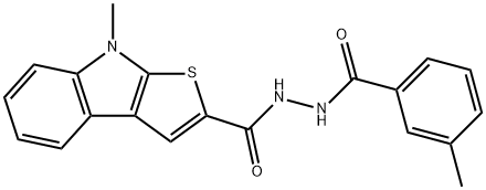 8-METHYL-N'-(3-METHYLBENZOYL)-8H-THIENO[2,3-B]INDOLE-2-CARBOHYDRAZIDE Struktur