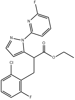 ETHYL 3-(2-CHLORO-6-FLUOROPHENYL)-2-[1-(6-FLUORO-2-PYRIDINYL)-1H-PYRAZOL-5-YL]PROPANOATE Struktur