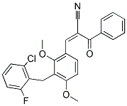 (Z)-2-BENZOYL-3-[3-(2-CHLORO-6-FLUOROBENZYL)-2,4-DIMETHOXYPHENYL]-2-PROPENENITRILE Struktur