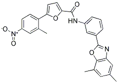 5-(2-METHYL-4-NITROPHENYL)-FURAN-2-CARBOXYLIC ACID [3-(5,7-DIMETHYLBENZOOXAZOL-2-YL)PHENYL]AMIDE Struktur