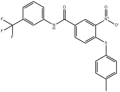 4-[(4-METHYLPHENYL)SULFANYL]-3-NITRO-N-[3-(TRIFLUOROMETHYL)PHENYL]BENZENECARBOXAMIDE Struktur