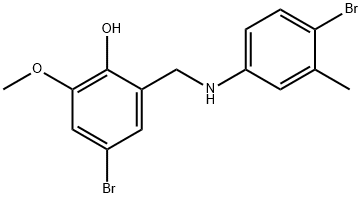 4-BROMO-2-[(4-BROMO-3-METHYLANILINO)METHYL]-6-METHOXYBENZENOL Struktur