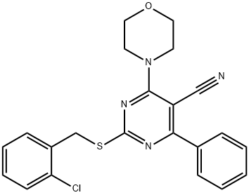 2-[(2-CHLOROBENZYL)SULFANYL]-4-MORPHOLINO-6-PHENYL-5-PYRIMIDINECARBONITRILE Struktur