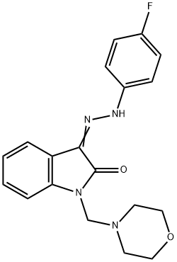 1-(MORPHOLINOMETHYL)-1H-INDOLE-2,3-DIONE 3-[N-(4-FLUOROPHENYL)HYDRAZONE] Struktur