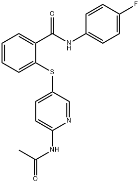 2-([6-(ACETYLAMINO)-3-PYRIDINYL]SULFANYL)-N-(4-FLUOROPHENYL)BENZENECARBOXAMIDE Struktur