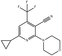 6-CYCLOPROPYL-2-MORPHOLINO-4-(TRIFLUOROMETHYL)NICOTINONITRILE Struktur