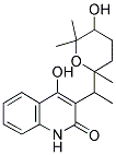 4-HYDROXY-3-[1-(5-HYDROXY-6,6-DIMETHYLTETRAHYDRO-2H-PYRAN-2-YL)ETHYL]QUINOLIN-2(1H)-ONE Struktur