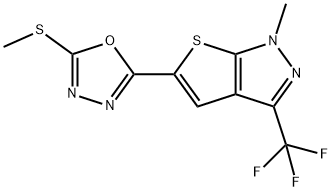 1-METHYL-5-[5-(METHYLSULFANYL)-1,3,4-OXADIAZOL-2-YL]-3-(TRIFLUOROMETHYL)-1H-THIENO[2,3-C]PYRAZOLE Struktur