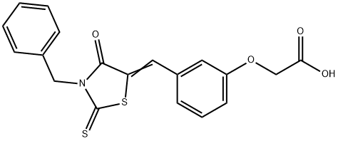 {3-[(Z)-(3-BENZYL-4-OXO-2-THIOXO-1,3-THIAZOLIDIN-5-YLIDENE)METHYL]PHENOXY}ACETIC ACID Struktur