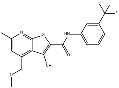 3-AMINO-4-(METHOXYMETHYL)-6-METHYL-N-[3-(TRIFLUOROMETHYL)PHENYL]THIENO[2,3-B]PYRIDINE-2-CARBOXAMIDE Struktur