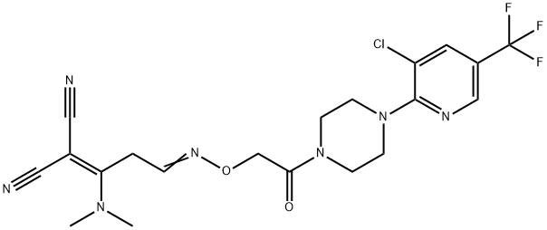 2-[3-[(2-(4-[3-CHLORO-5-(TRIFLUOROMETHYL)-2-PYRIDINYL]PIPERAZINO)-2-OXOETHOXY)IMINO]-1-(DIMETHYLAMINO)PROPYLIDENE]MALONONITRILE Struktur