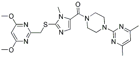 1-[[2-((4,6-DIMETHOXYPYRIMIDIN-2-YL)METHYLTHIO)-1-METHYLIMIDAZO-5-YL]CARBONYL]-4-(4,6-DIMETHYLPYRIMIDIN-2-YL)PIPERAZINE Struktur