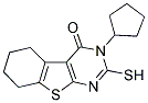 3-CYCLOPENTYL-2-MERCAPTO-5,6,7,8-TETRAHYDRO-3H-BENZO[4,5]THIENO[2,3-D]PYRIMIDIN-4-ONE Struktur