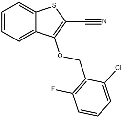 3-[(2-CHLORO-6-FLUOROBENZYL)OXY]-1-BENZOTHIOPHENE-2-CARBONITRILE Struktur