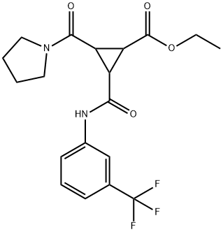 ETHYL 2-(1-PYRROLIDINYLCARBONYL)-3-([3-(TRIFLUOROMETHYL)ANILINO]CARBONYL)CYCLOPROPANECARBOXYLATE Struktur