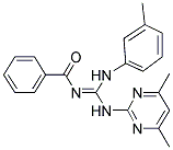 N-{(1E)-[(4,6-DIMETHYLPYRIMIDIN-2-YL)AMINO][(3-METHYLPHENYL)AMINO]METHYLENE}BENZAMIDE Struktur