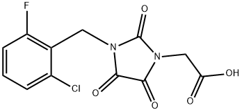 2-[3-(2-CHLORO-6-FLUOROBENZYL)-2,4,5-TRIOXO-1-IMIDAZOLIDINYL]ACETIC ACID Struktur