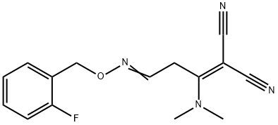 2-(1-(DIMETHYLAMINO)-3-([(2-FLUOROBENZYL)OXY]IMINO)PROPYLIDENE)MALONONITRILE Struktur