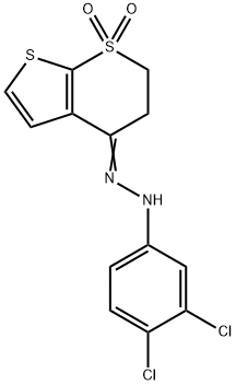 2,3-DIHYDRO-1LAMBDA6-THIENO[2,3-B]THIOPYRAN-1,1,4-TRIONE 4-[N-(3,4-DICHLOROPHENYL)HYDRAZONE] Struktur