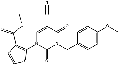 METHYL 2-[5-CYANO-3-(4-METHOXYBENZYL)-2,4-DIOXO-3,4-DIHYDRO-1(2H)-PYRIMIDINYL]-3-THIOPHENECARBOXYLATE Struktur