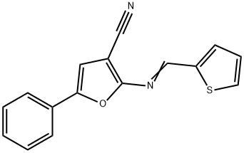 5-PHENYL-2-([(E)-2-THIENYLMETHYLIDENE]AMINO)-3-FURONITRILE Struktur