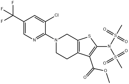 METHYL 2-[BIS(METHYLSULFONYL)AMINO]-6-[3-CHLORO-5-(TRIFLUOROMETHYL)-2-PYRIDINYL]-4,5,6,7-TETRAHYDROTHIENO[2,3-C]PYRIDINE-3-CARBOXYLATE Struktur