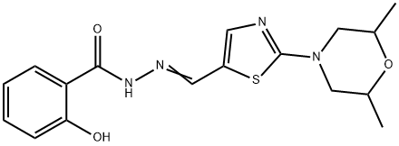 N'-((E)-[2-(2,6-DIMETHYLMORPHOLINO)-1,3-THIAZOL-5-YL]METHYLIDENE)-2-HYDROXYBENZENECARBOHYDRAZIDE Struktur