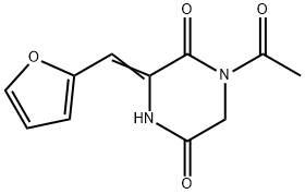 1-ACETYL-3-(2-FURYLMETHYLENE)TETRAHYDRO-2,5-PYRAZINEDIONE Struktur