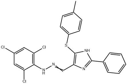 5-[(4-METHYLPHENYL)SULFANYL]-2-PHENYL-1H-IMIDAZOLE-4-CARBALDEHYDE N-(2,4,6-TRICHLOROPHENYL)HYDRAZONE Struktur